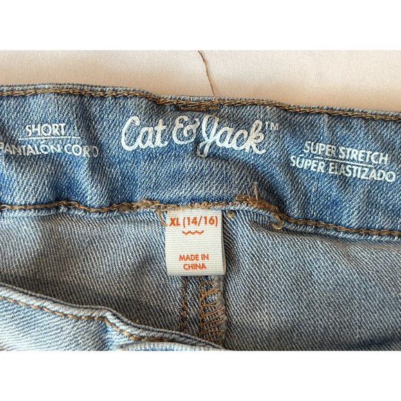 Cat & Jack Women Cut-Off Shorts Mid-Rise Super Stretch Distressed Cotton Blue XL - Picture 7 of 8